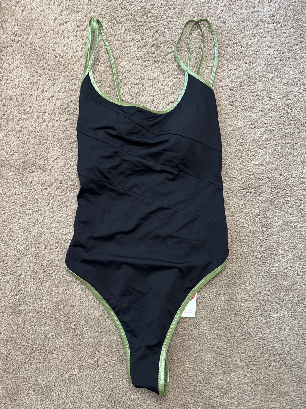 Red Carter Black One-Piece Swimsuit with Green Trim